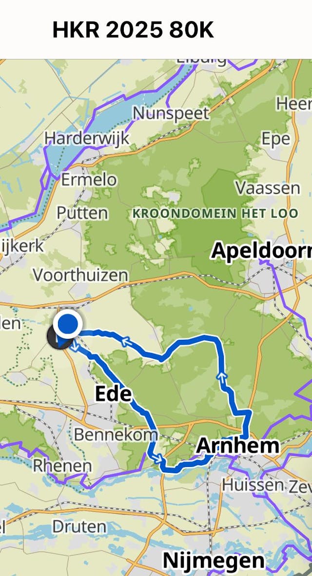 Ride route 80 km